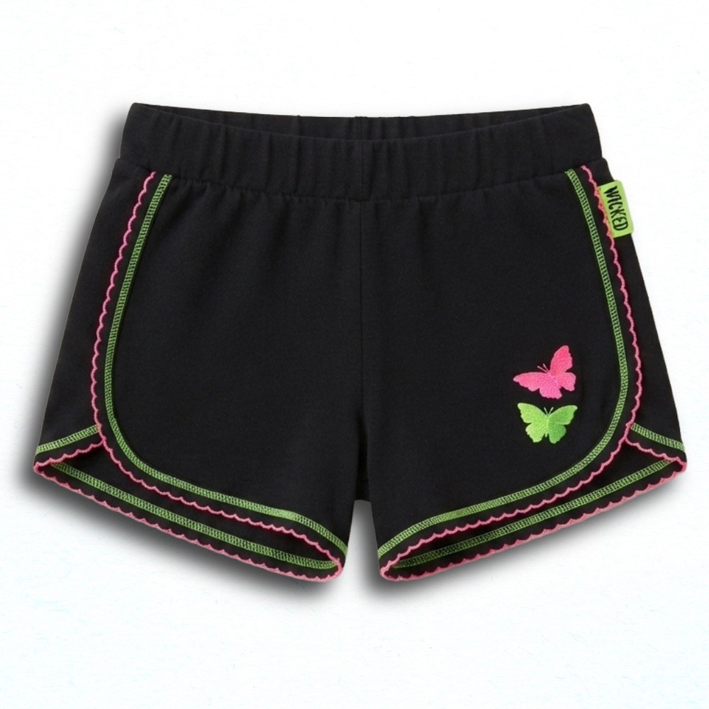 Wicked Movie Universal Studios Girls Black Butterfly Dolphin Shorts Size 6/6X